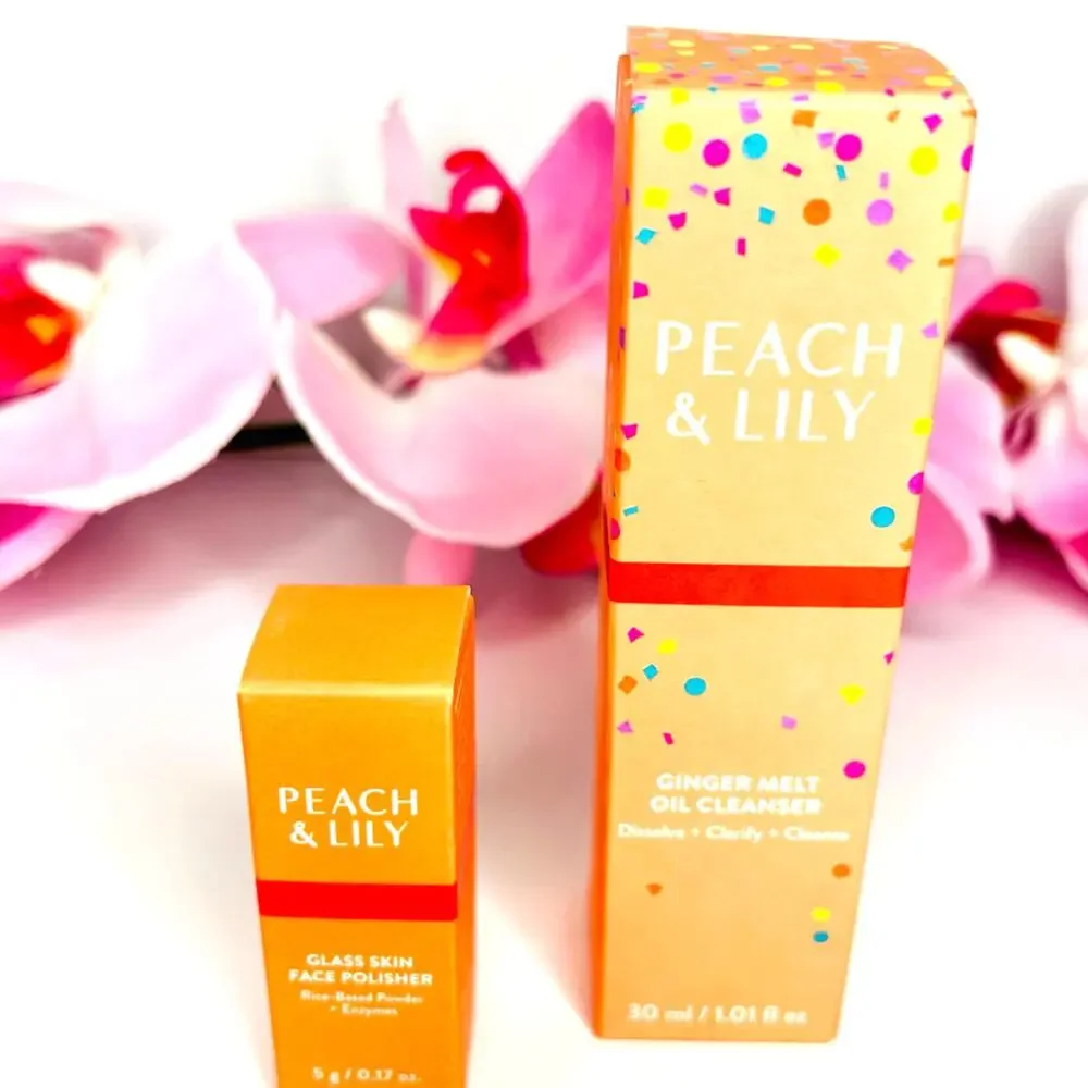 NEW Peach & Lily Glass Skin Face Polisher + Ginger Melt Oil Cleanser Bundle